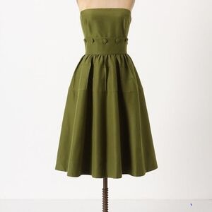 Elegant Olive Green Strapless Dress